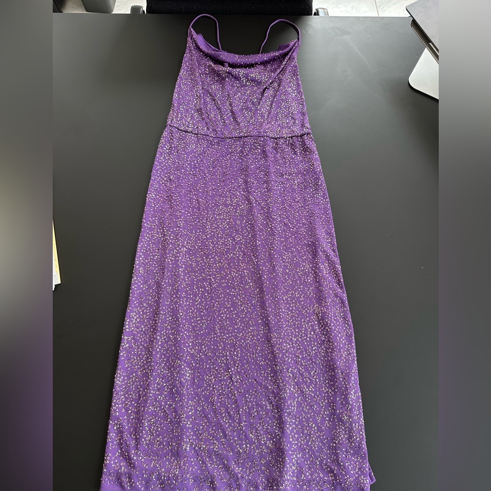 Purple beaded midi dress